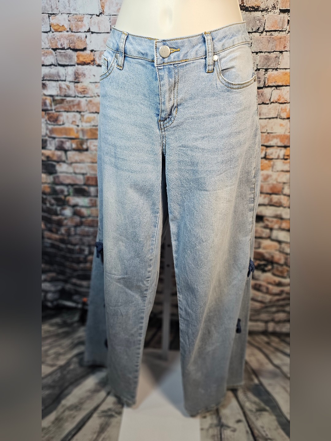 Ptcl Ethika Clothing Wide Leg Jeans Side Tie Slit Light Wash Women's Size 26